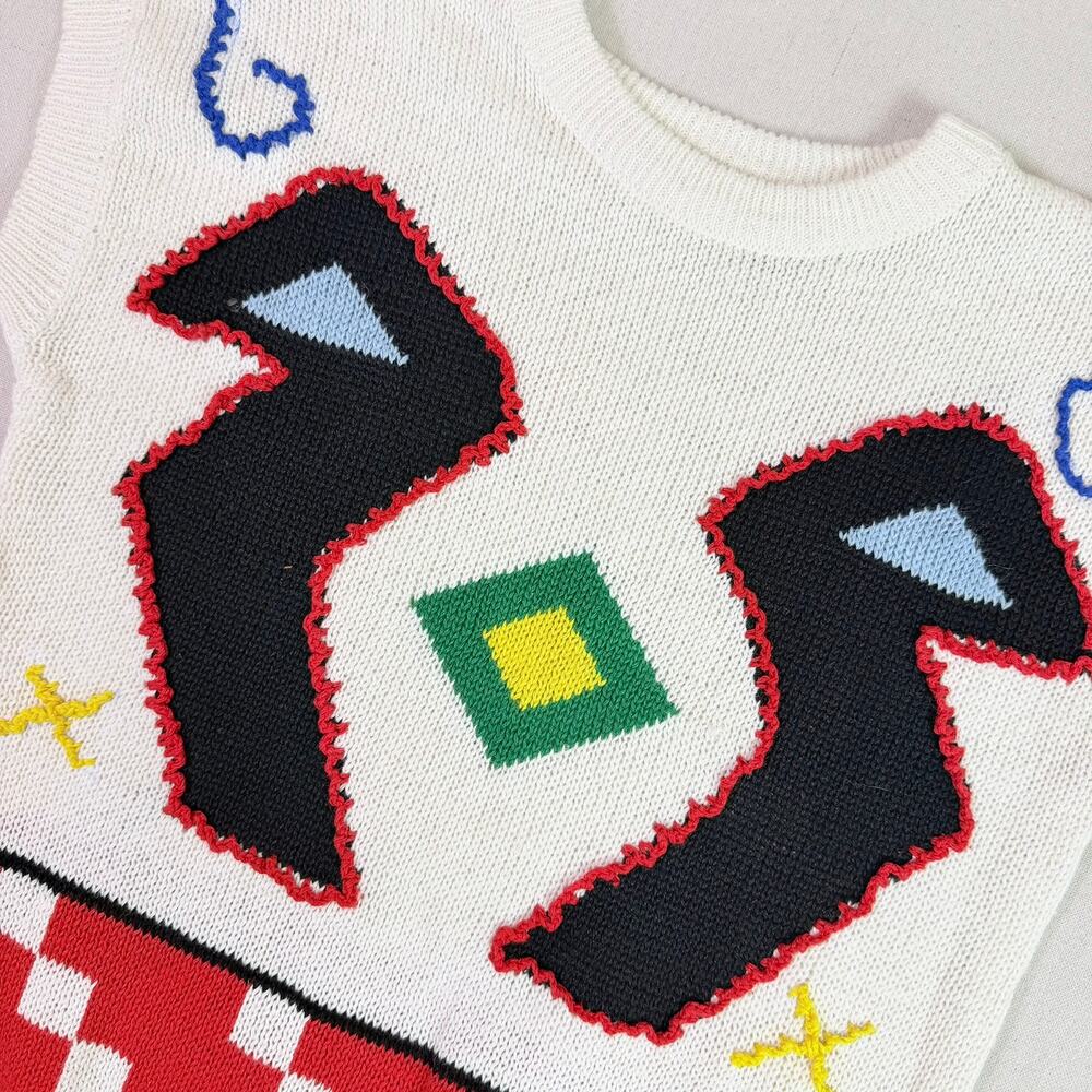 Vintage 90s Headliners Sweater Geometric Clown Southwest Women's S Novelty Knit